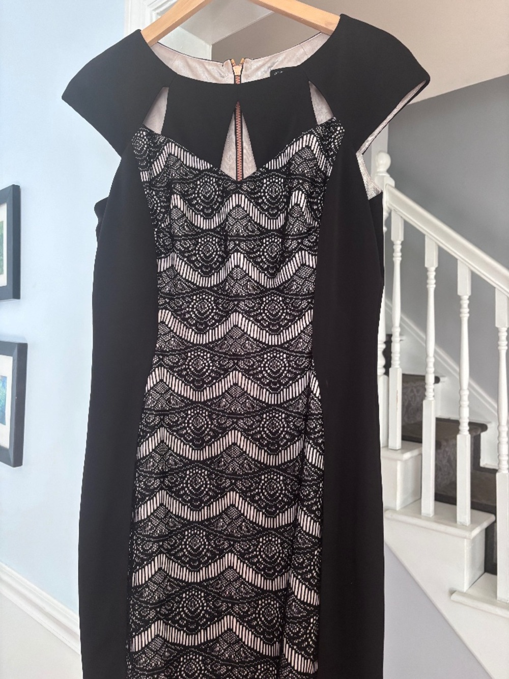 Jac black & beige lace cocktail dress